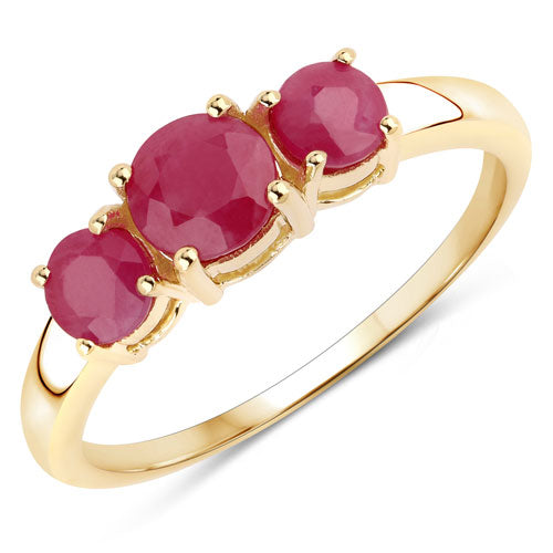 1.15 Carat Genuine Ruby 14K Yellow Gold Engagement Ring