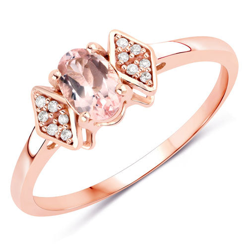 Bague de fiançailles en morganite et diamant de 0,46 carat en or rose 14K