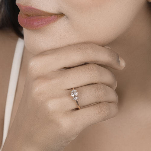 Bague de fiançailles en morganite et diamant de 0,46 carat en or rose 14K