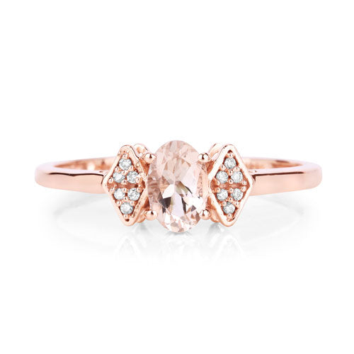 Bague de fiançailles en morganite et diamant de 0,46 carat en or rose 14K