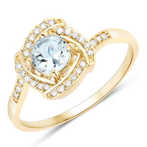 0.46 Carat Aquamarine and Diamond 14K Yellow Gold Engagement Ring