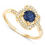 Anillo de Compromiso de Zafiro Azul y Diamante de 0.73 Quilates en Oro Amarillo de 14K