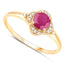 Anillo de Compromiso de Rubí y Diamante de 0.59 Quilates en Oro Amarillo de 14K