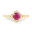 Anillo de Compromiso de Rubí y Diamante de 0.59 Quilates en Oro Amarillo de 14K