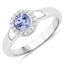 0.55 Carat Genuine Tanzanite and White Topaz Sterling Silver Ring