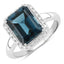 3.86 Carat London Blue Topaz & Diamond Sterling Silver Ring