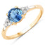 1.08 Carat Blue Sapphire and Diamond 14K Yellow Gold Ring