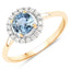 Bague de fiançailles en saphir bleu et diamant de 1,03 carat en or jaune 14K