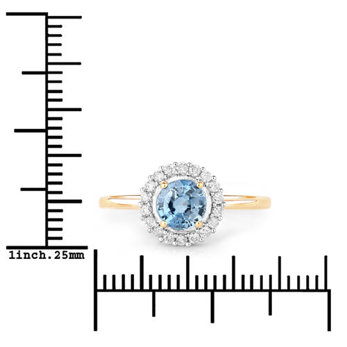 Bague de fiançailles en saphir bleu et diamant de 1,03 carat en or jaune 14K