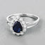 1.46 Carat Blue Sapphire and Diamond Halo Ring in 10K White Gold
