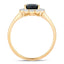 Bague Halo en Saphir Bleu et Diamants de 1,46 Carat en Or Jaune 10K