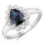 Bague de fiançailles en saphir bleu et diamant de 1,46 carat en or blanc 14K