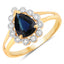 Anillo de Compromiso de Zafiro Azul y Diamante de 1.46 Quilates en Oro Amarillo de 14K
