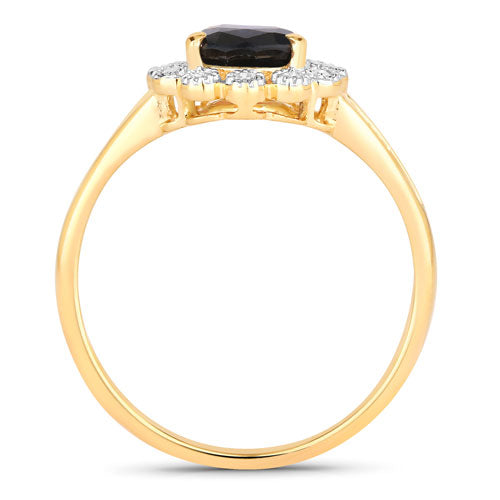 Anillo de Compromiso de Zafiro Azul y Diamante de 1.46 Quilates en Oro Amarillo de 14K