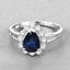 Bague de fiançailles en saphir bleu et diamant de 1,46 carat en or blanc 14K