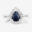 Bague de fiançailles en saphir bleu et diamant de 1,46 carat en or blanc 14K
