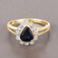 Bague Halo en Saphir Bleu et Diamants de 1,46 Carat en Or Jaune 10K
