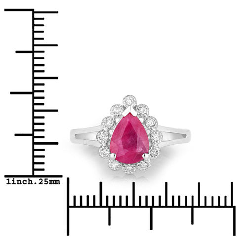 Anillo de Compromiso de Rubí y Diamante de 1.31 Quilates en Oro Blanco de 10K