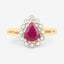 1.31 Carat Genuine Ruby and White Diamond Halo Ring in 10K Yellow Gold