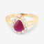 1.31 Carat Genuine Ruby and White Diamond Halo Ring in 10K Yellow Gold
