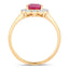 1.31 Carat Genuine Ruby and White Diamond Halo Ring in 10K Yellow Gold