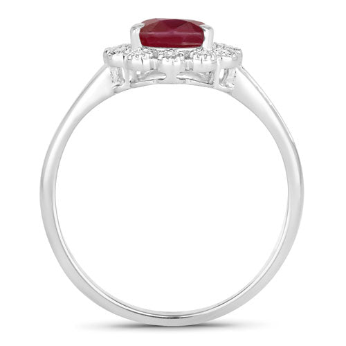 Anillo de Compromiso de Rubí y Diamante de 1.31 Quilates en Oro Blanco de 14K