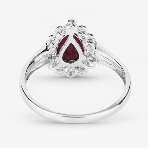 Anillo de Compromiso de Rubí y Diamante de 1.31 Quilates en Oro Blanco de 14K