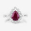 Anillo de Compromiso de Rubí y Diamante de 1.31 Quilates en Oro Blanco de 14K