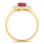 1.31 Carat Genuine Ruby and White Diamond 14K Yellow Gold Ring