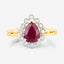 1.31 Carat Genuine Ruby and White Diamond 14K Yellow Gold Ring