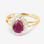 1.31 Carat Genuine Ruby and White Diamond 14K Yellow Gold Ring