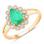 Anillo de Compromiso de Esmeralda Zambiana y Diamante de 1.22 Quilates en Oro Amarillo de 10K