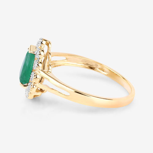 Anillo de Compromiso de Esmeralda Zambiana y Diamante de 1.22 Quilates en Oro Amarillo de 10K