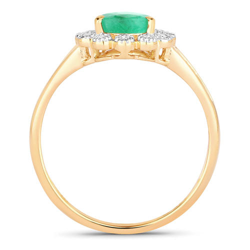 Anillo de Compromiso de Esmeralda Zambiana y Diamante de 1.22 Quilates en Oro Amarillo de 10K