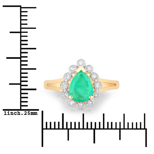 Anillo de Compromiso de Esmeralda Zambiana y Diamante de 1.22 Quilates en Oro Amarillo de 10K