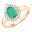 Anillo de Esmeralda Zambiana y Diamante de 1.22 Quilates en Oro Amarillo de 14K