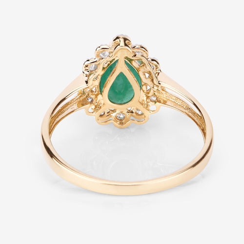 Anillo de Esmeralda Zambiana y Diamante de 1.22 Quilates en Oro Amarillo de 14K