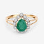 Anillo de Esmeralda Zambiana y Diamante de 1.22 Quilates en Oro Amarillo de 14K