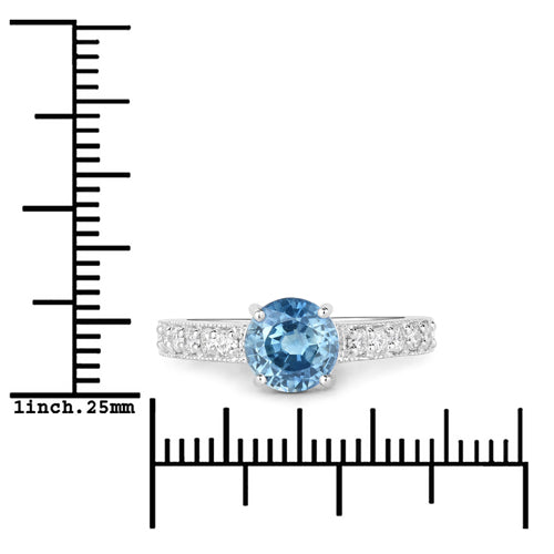 Bague de fiançailles en or blanc 14K avec saphir bleu et diamants de 1,90 carat