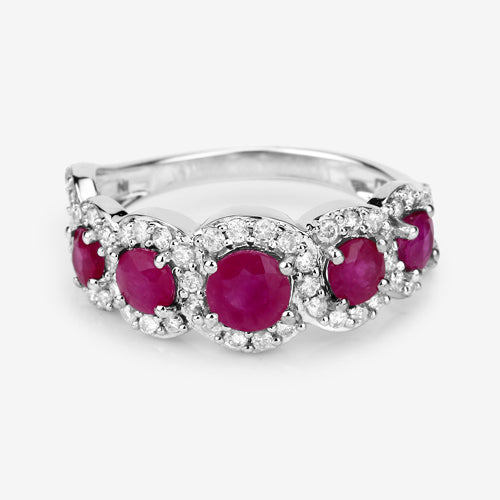 1.99 Carat Ruby and Diamond 14K White Gold Engagement Ring