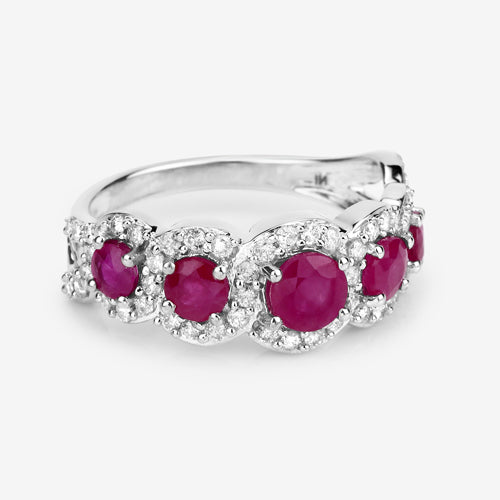 1.99 Carat Ruby and Diamond 14K White Gold Engagement Ring