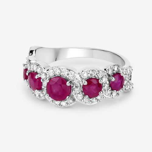 1.99 Carat Ruby and Diamond 14K White Gold Engagement Ring