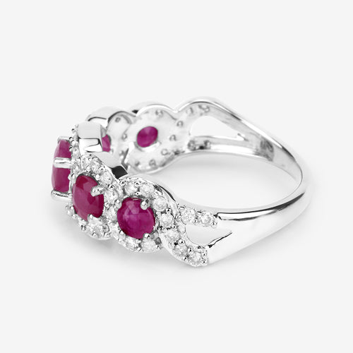 1.99 Carat Ruby and Diamond 14K White Gold Engagement Ring