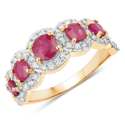 1.99 Carat Ruby and Diamond 14K Yellow Gold Engagement Ring