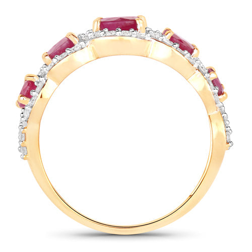 1.99 Carat Ruby and Diamond 14K Yellow Gold Engagement Ring