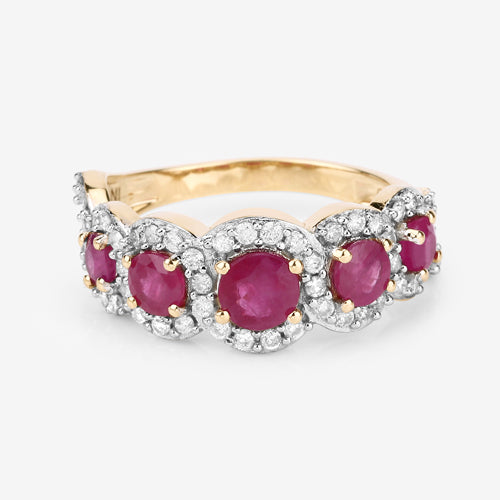 1.99 Carat Ruby and Diamond 14K Yellow Gold Engagement Ring