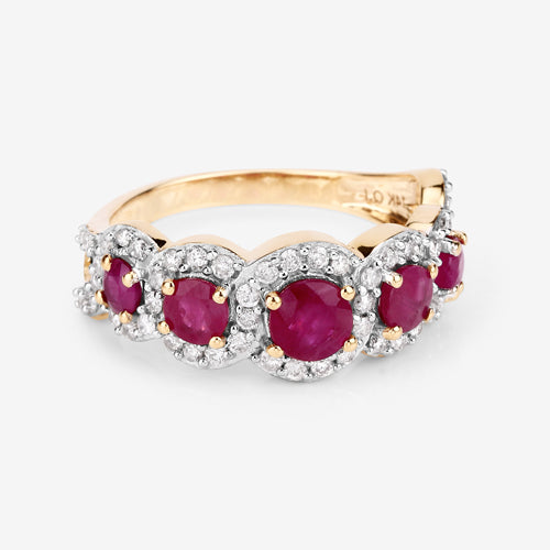 1.99 Carat Ruby and Diamond 14K Yellow Gold Engagement Ring
