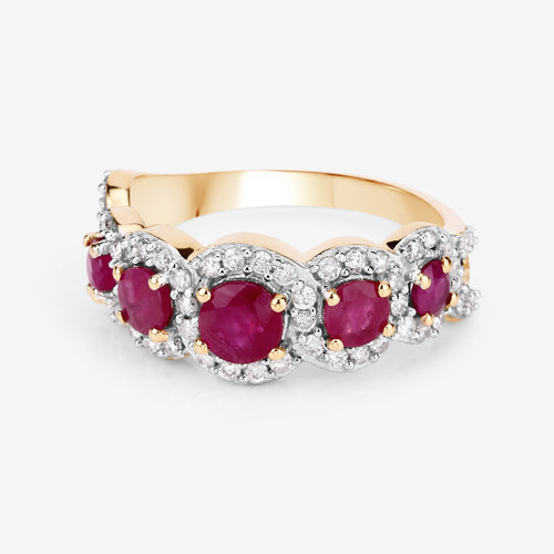 1.99 Carat Ruby and Diamond 14K Yellow Gold Engagement Ring