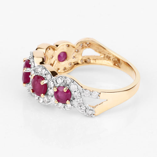 1.99 Carat Ruby and Diamond 14K Yellow Gold Engagement Ring