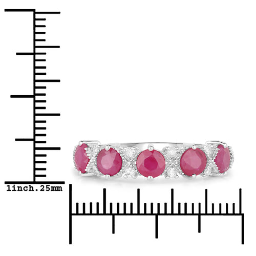 Anillo de Compromiso de Rubí y Diamante de 1.61 Quilates en Oro Blanco de 14K